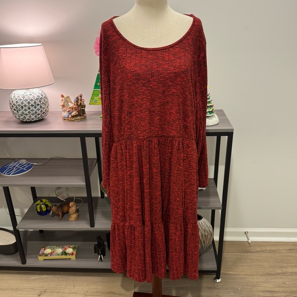 Torrid Red Textured Knit Long Sleeve Midi Dress – Women’s Size 4 (Plus) - Picture 6 of 15